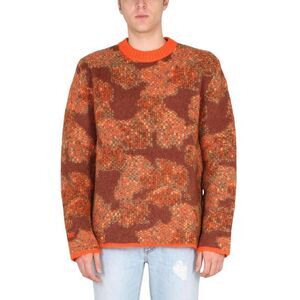 ERL Camouflage Knit Crewneck Sweater Men ORANGE Sweaters & Cardigans